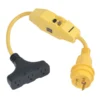 MARINCO Pigtail Adaptor, 30A 125V Male to 3-Way 15A 125V Female with GFCI