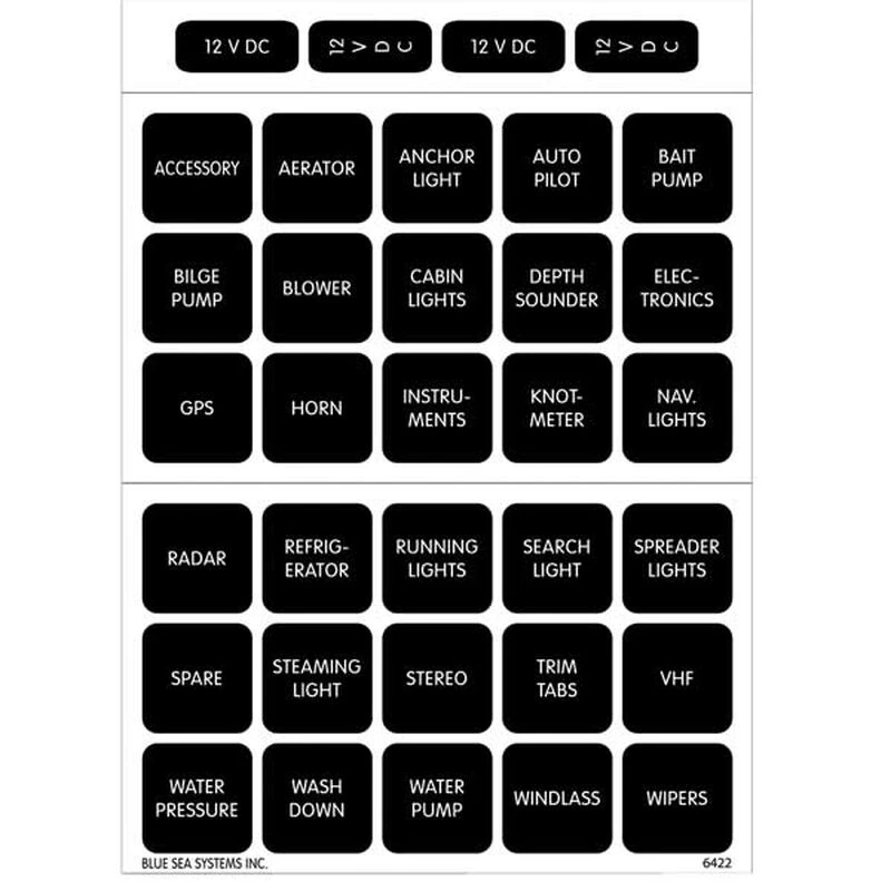 BLUE SEA SYSTEMS Waterproof DC Label Kit 1 BLUE SEA SYSTEMS Waterproof DC Label Kit