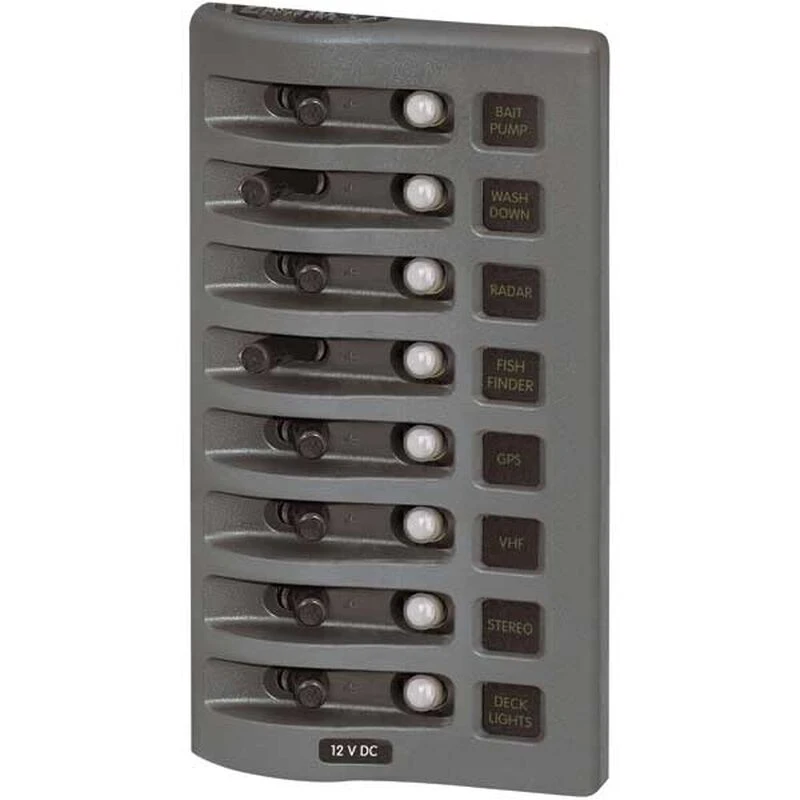 BLUE SEA SYSTEMS WeatherDeck® Waterproof Circuit Breaker Panel, 8 Position 1 BLUE SEA SYSTEMS WeatherDeck® Waterproof Circuit Breaker Panel, 8 Position
