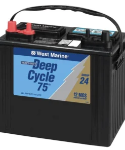 WEST MARINE Deep Cycle Flooded Marine Battery, 75 Amp Hours, Group 24