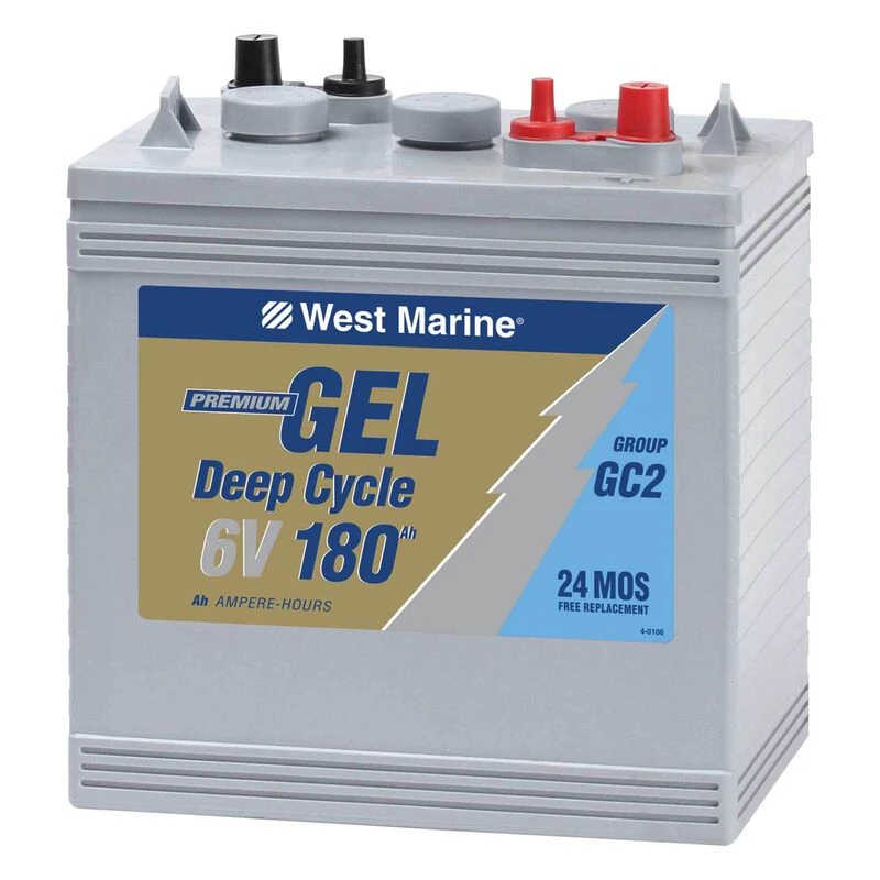 WEST MARINE Group 6V Gel Deep Cycle Marine Gel Battery, 180 Amp Hours 1 WEST MARINE Group 6V Gel Deep Cycle Marine Gel Battery, 180 Amp Hours