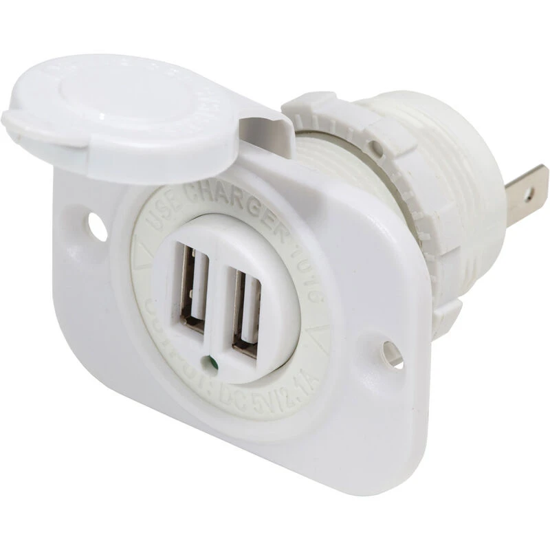 BLUE SEA SYSTEMS 12/24V DC White Dual USB Charger 1 BLUE SEA SYSTEMS 12/24V DC White Dual USB Charger