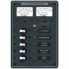 BLUE SEA SYSTEMS Traditional Metal DC Circuit Breaker Panel with Meters, 5-Position