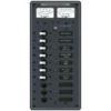 BLUE SEA SYSTEMS Traditional Metal DC Circuit Breaker Panel with Meters, 10-Position