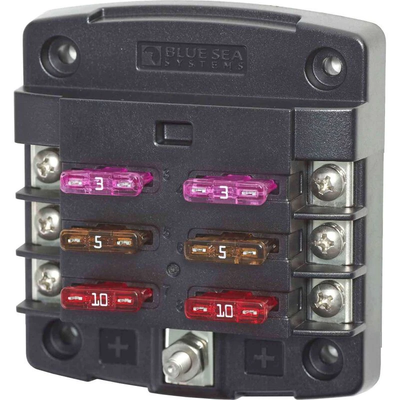 BLUE SEA SYSTEMS ST Blade Fuse Block, 6 Circuits 1 BLUE SEA SYSTEMS ST Blade Fuse Block, 6 Circuits