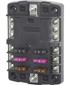 BLUE SEA SYSTEMS ST Blade Fuse Block, 6 Circuits with Negative Bus