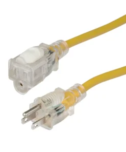 MARINCO 50' Locking, Lighted Extension Cord, 15A, 14/3 AWG, Yellow
