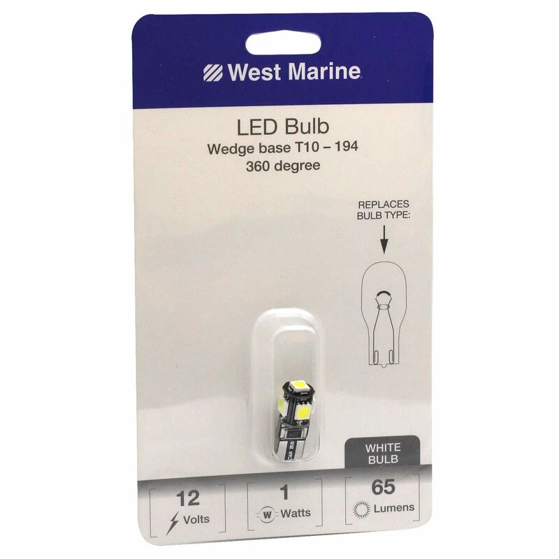 WEST MARINE Wedge Base T10-194 360 degree LED Bulb 1 WEST MARINE Wedge Base T10-194 360 degree LED Bulb