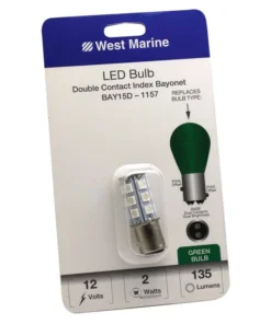 WEST MARINE Double Contact Index Bayonet BAY15D-1157 LED Bulb, Green