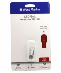 WEST MARINE Wedge Base T10-194 LED Bulb, Red