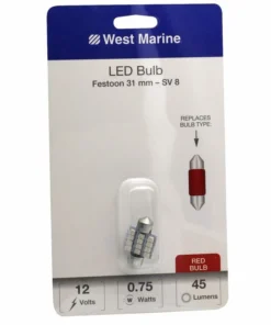 WEST MARINE Festoon 31mm LED Bulb, Red