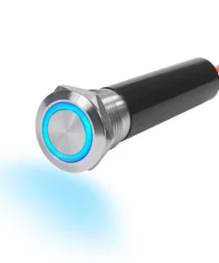 BLUE SEA SYSTEMS 20A Push Button LED Ring Switch, OFF-ON, Blue