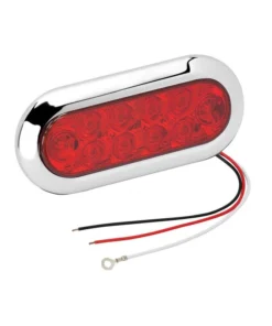 WESBAR Red Stop/Tail/Turn Light with Black Flange and Chrome Trim Snap Ring