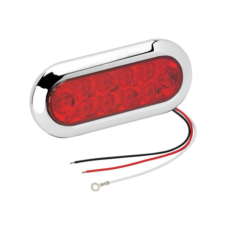 WESBAR Red Stop/Tail/Turn Light with Black Flange and Chrome Trim Snap Ring 1 WESBAR Red Stop/Tail/Turn Light with Black Flange and Chrome Trim Snap Ring
