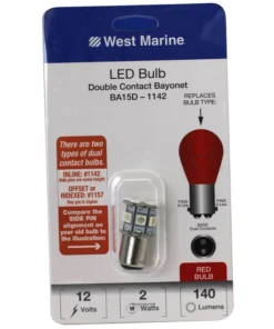 WEST MARINE Double Contact Bayonet BA15D-1142 LED Bulb, Red