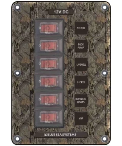 BLUE SEA SYSTEMS Water-Resistant Circuit Breaker Switch Panel, 6 Positions