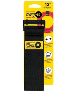 WRAP-IT STORAGE 12" Super-Stretch Storage Straps, 4-Pack