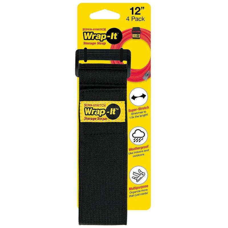 WRAP-IT STORAGE 12" Super-Stretch Storage Straps, 4-Pack 1 WRAP-IT STORAGE 12" Super-Stretch Storage Straps, 4-Pack