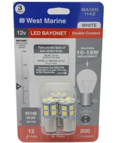 WEST MARINE Double Contact Bayonet BA15D-1142 LED Bulbs, 200 Lumens, 3-Pack