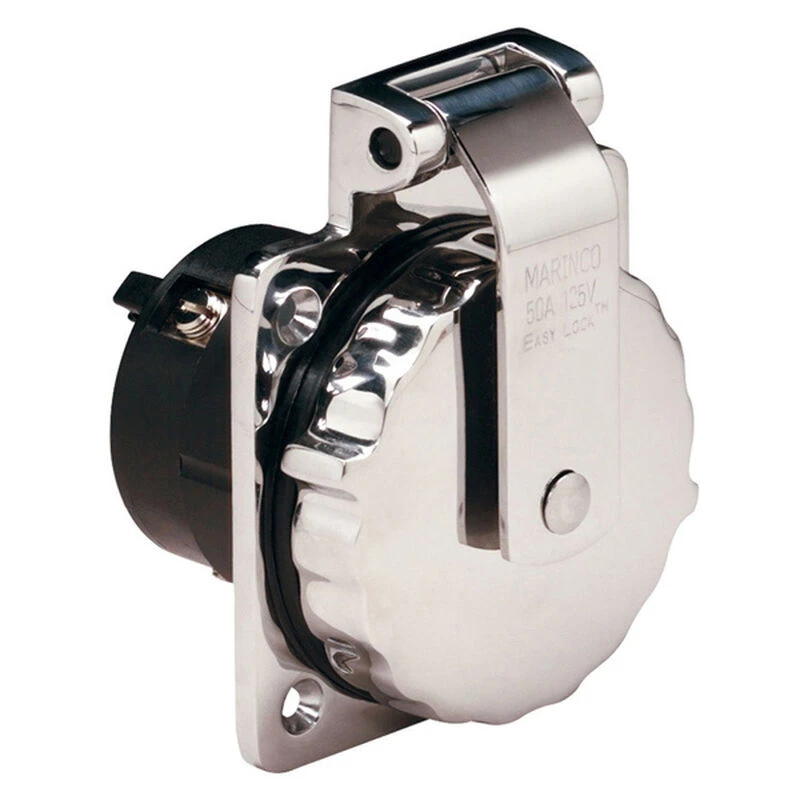 MARINCO Inlet, 50A 125V, Without Enclosure, Stainless Steel 1 MARINCO Inlet, 50A 125V, Without Enclosure, Stainless Steel