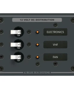BLUE SEA SYSTEMS Traditional Metal DC Circuit Breaker Panel, 3-Position