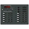 BLUE SEA SYSTEMS Traditional Metal DC Circuit Breaker Panel with Digital Multimeter, 13-Position