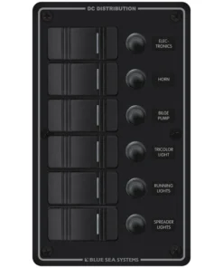 BLUE SEA SYSTEMS Water Resistant Circuit Breaker Panel, 6-Position