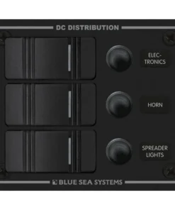 BLUE SEA SYSTEMS Water Resistant Circuit Breaker Panel, 3-Position