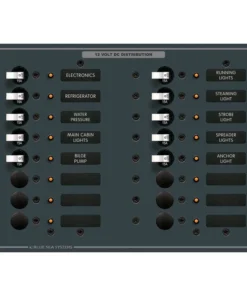 BLUE SEA SYSTEMS Traditional Metal DC Circuit Breaker Panel, 16-Position
