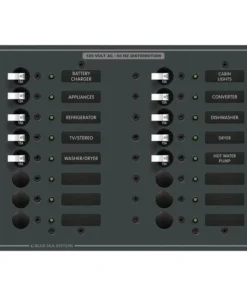 BLUE SEA SYSTEMS 16-Position AC Circuit Breaker Panel, 10 Circuit Breakers