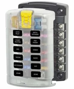 BLUE SEA SYSTEMS ST Blade Fuse Block, 12 Circuits with Cover